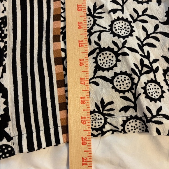Jane + Delancey Mixed Floral Stripe Button Front Short Sleeve Top Size M Boho - Picture 5 of 8